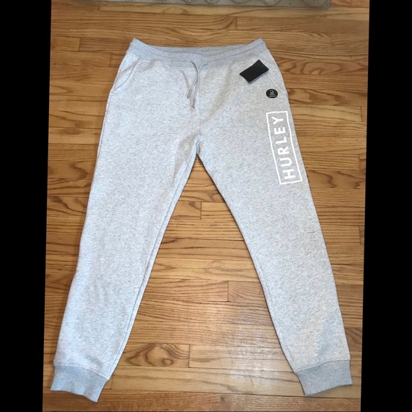 HURLEY light heather gray reflective Sweatpants Ne - Picture 1 of 5